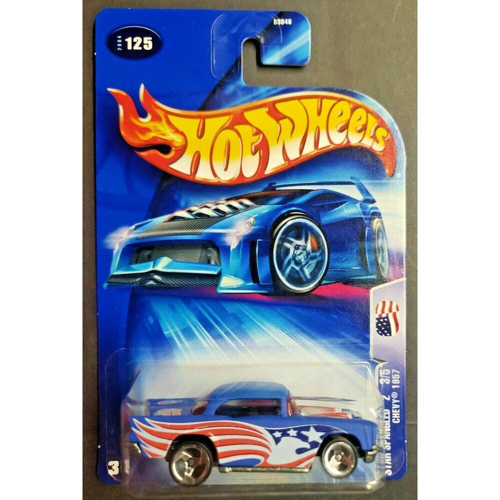 2004 Hot Wheels 1957 Chevy Star Spangled 3/5 #125 Blue Patriotic HW11